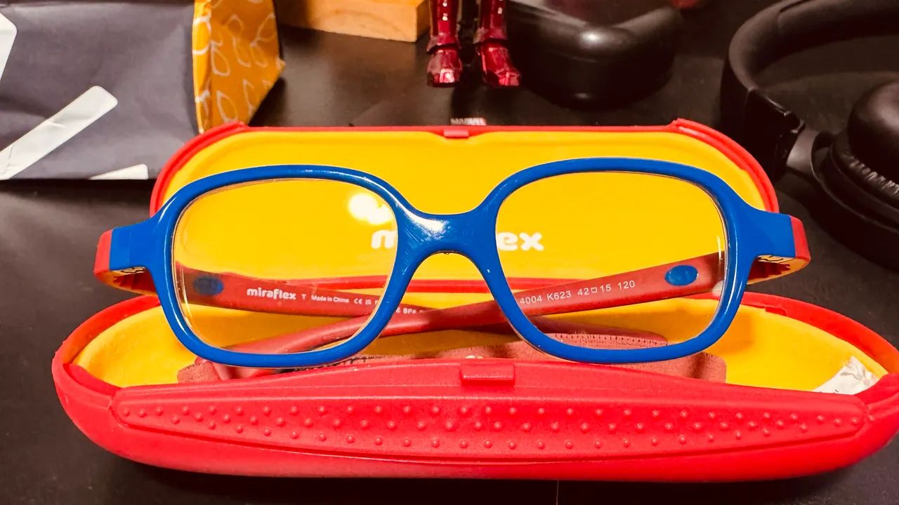  óculos Infantil Miraflex MF4004 retangular Azul e Vermelho - Foto 2