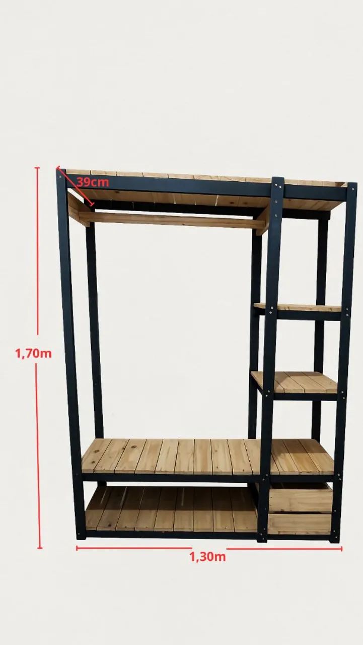 Guarda-Roupa Aberto Closet Madeira 