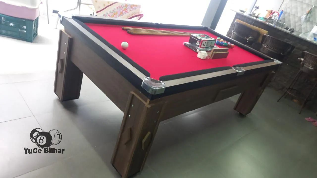Mesa de sinuca acompanha acessórios campo pedra ardósia 