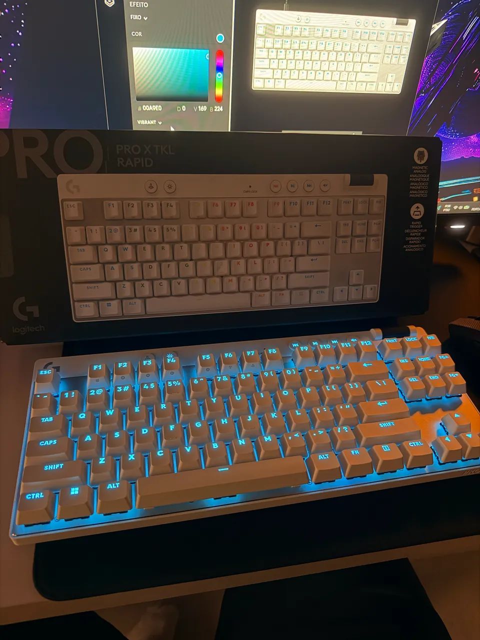 Teclado Gamer Logitech G PRO X TKL Rapid Magnético Rapid Trigger Branco