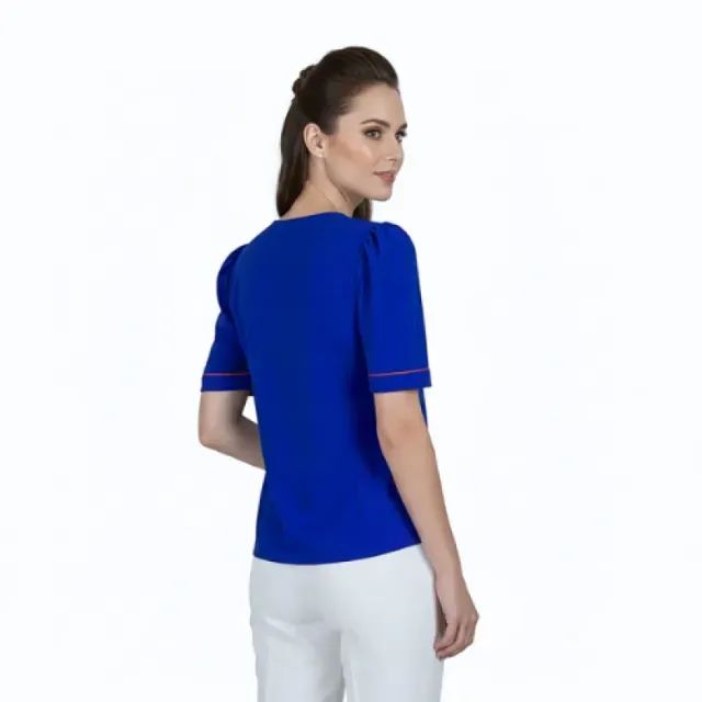 Scrub com Manga Bufante Azul - M - Foto 2