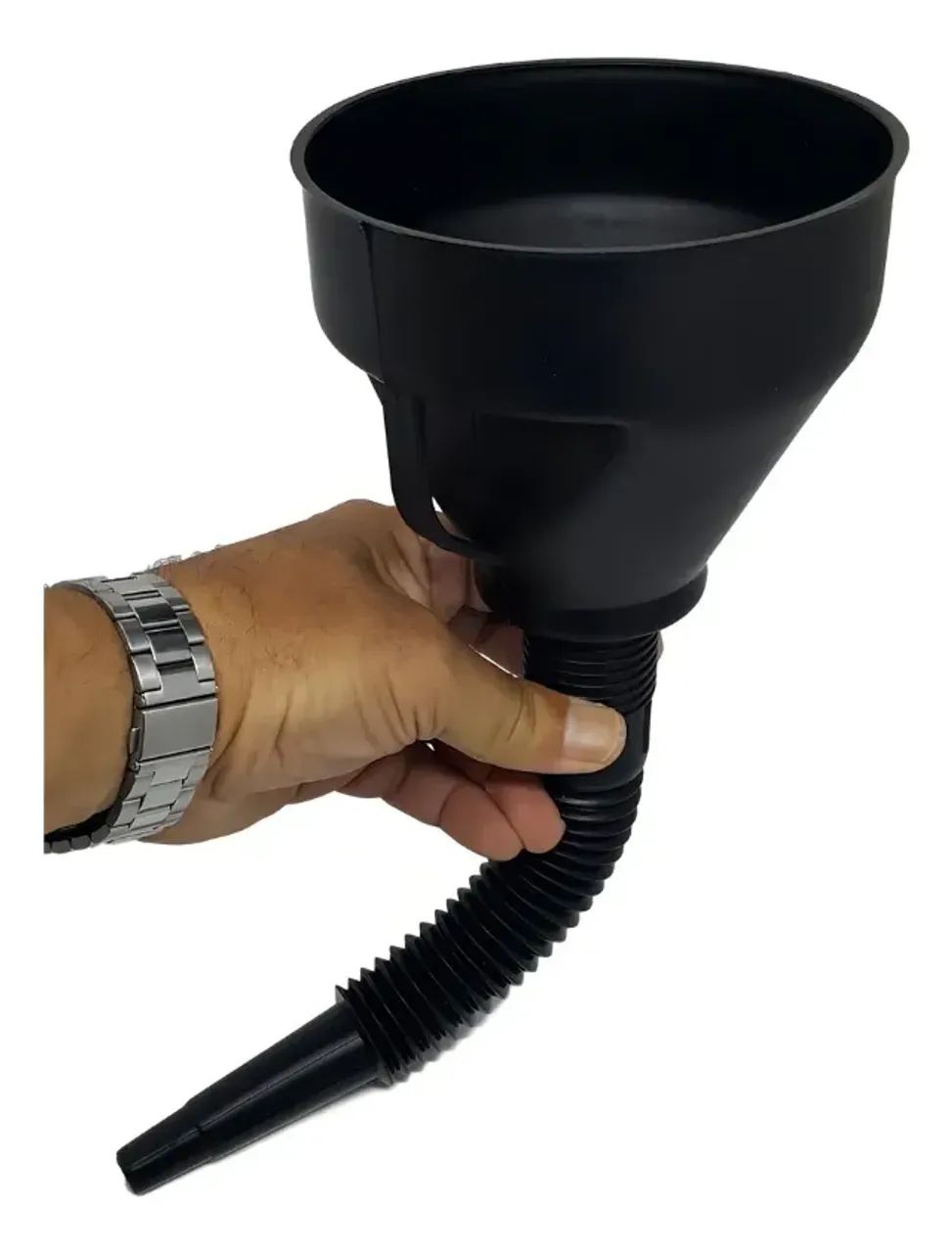 Funil Plástico Flexível 35cm com Peneira para Óleo e Combustível