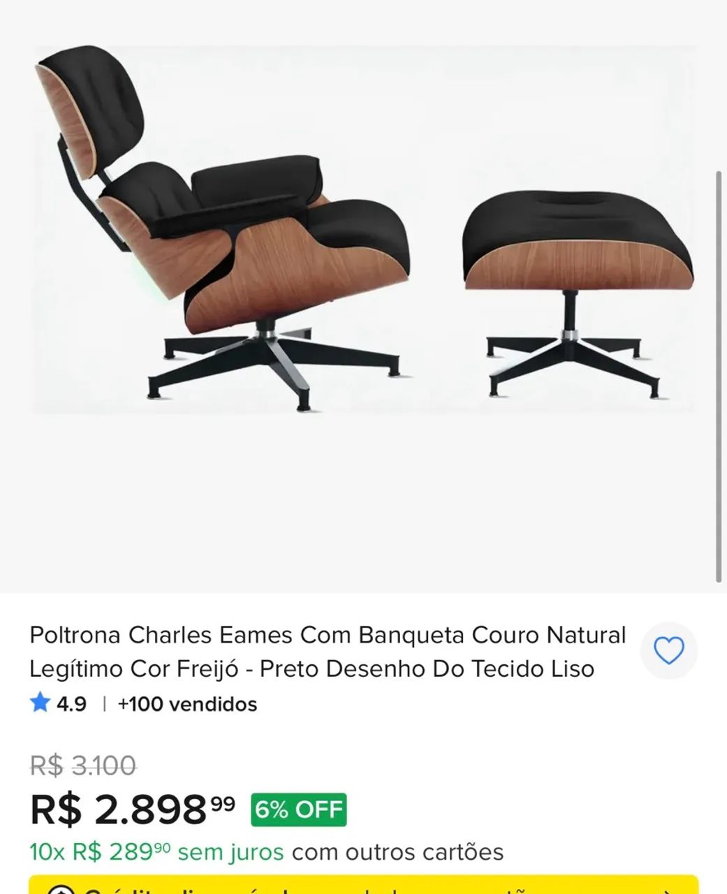 Potrona Eames couro legitimo - Foto 2