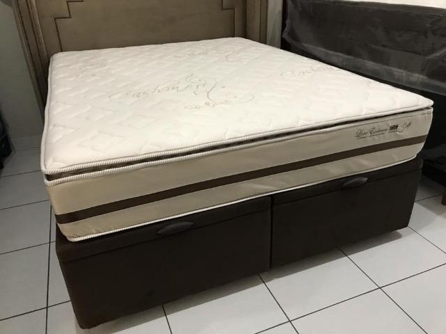 Cama Box Baú Queen c/ Colchão Gazin Love Cashemere em Molas Ensacadas