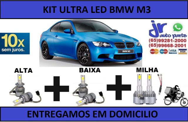 Kit Lampada Ultra LED(Alta/Baixa/Milha) BMW M3 6000K 12V 24V