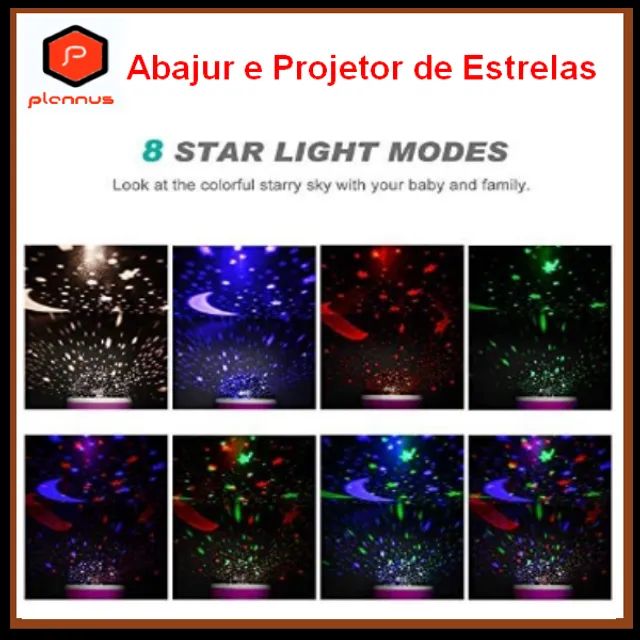 Abajur e Projetor p/ luz noturna mostra estrelas rotativas de LED com 8 luzes  z449  - Foto 3