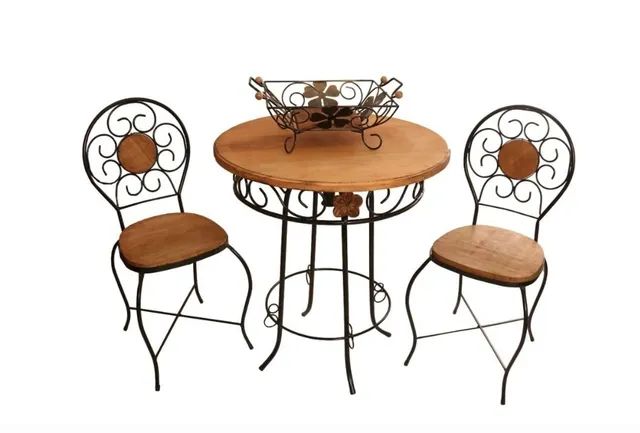 Jogo de mesa com 2 cadeiras flor 