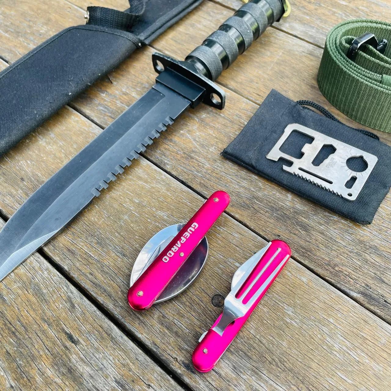 Faca do Rambo + Cinto Militar + Kit Multiuso Guepardo - Foto 5