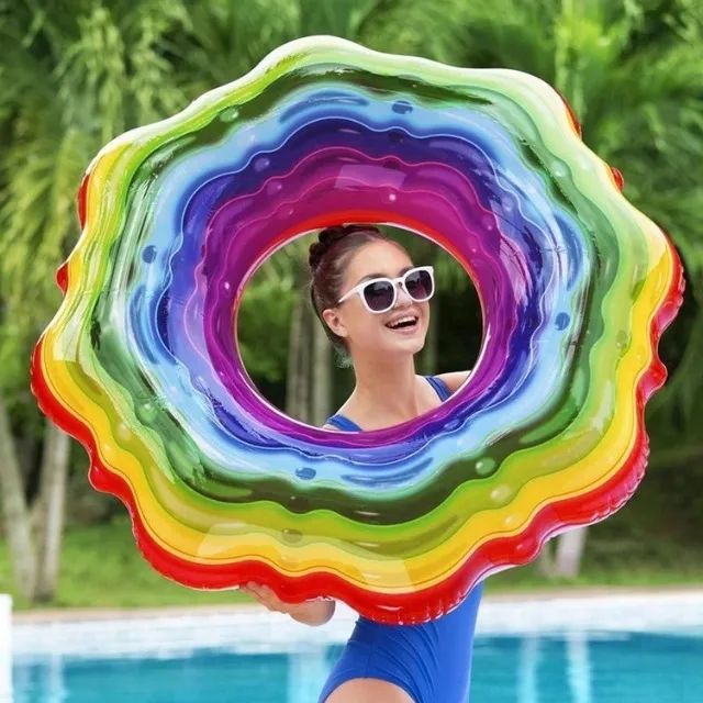 Boia Circular Rainbow Arco Iris 1,15m - para Praia Piscina Marca Bestway alta qualiadade - Foto 2