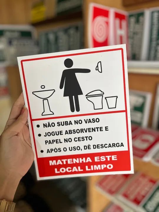 Placa fotoluminescentes de Orientação para Limpeza de Banheiros  - Foto 2
