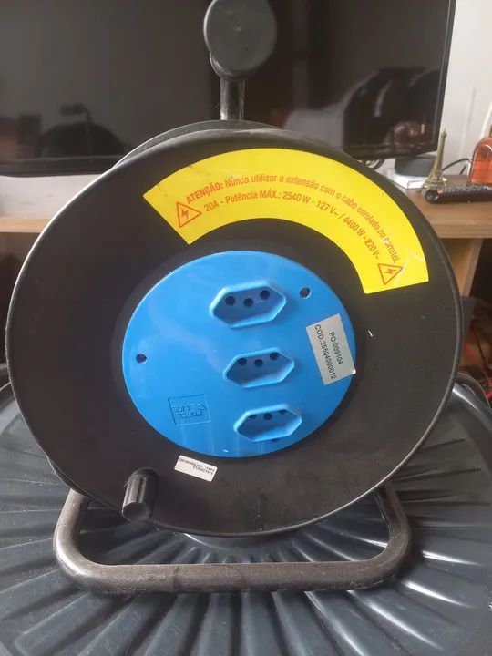 Extensão Tripolar Carretel 20a 20m 3 Tomadas Force Line