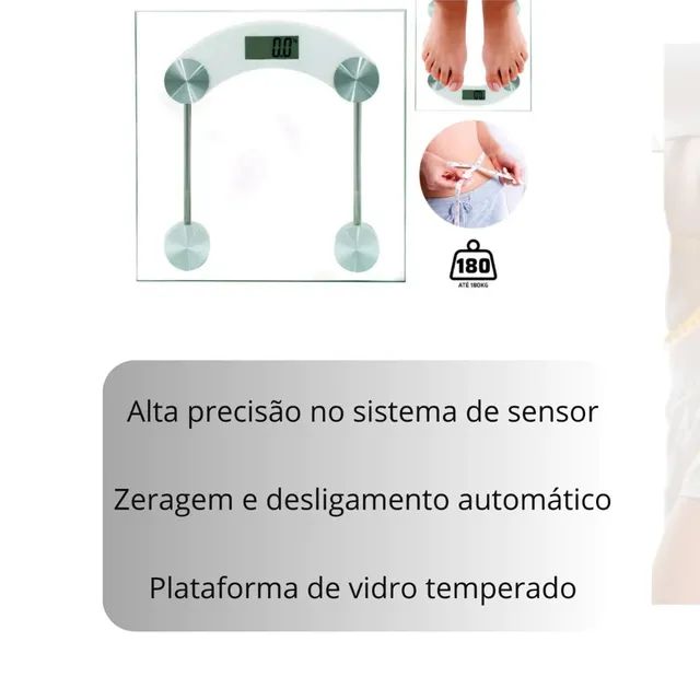 Balança Digital Corporal Vidro Temperado quadrada até 180kg - Foto 6