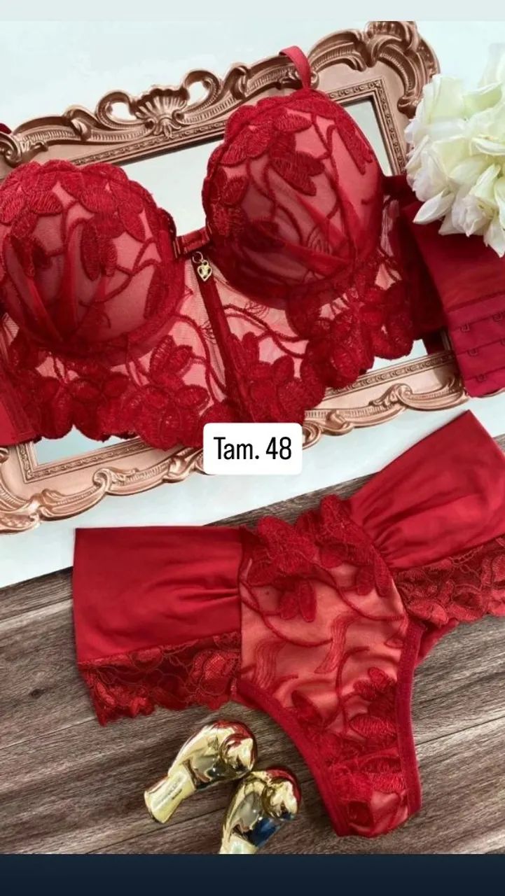 Conjunto de lingerie com detalhes de coração - Foto 2