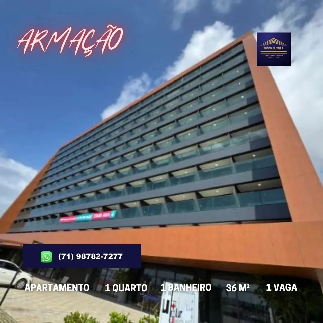 Apartamento tipo studio, 1 quarto, varanda em Armação - Salvador - BA