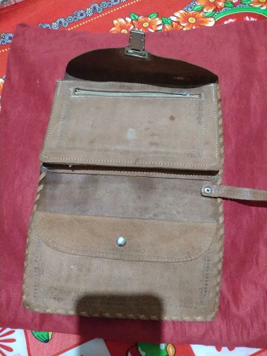 Bolsa de mão marrom vintage em couro - Foto 3