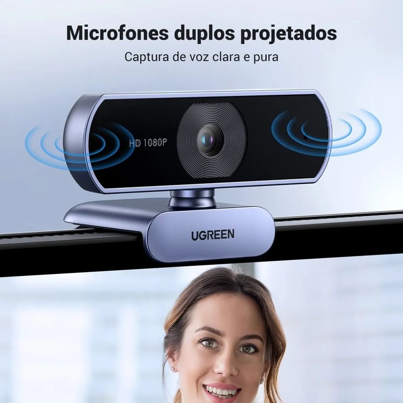 Webcam Ugreen 2k Full Hd-1080p/30fps/360º/2 Microfones Cancelamento de Ruído/Correção luz  - Foto 3