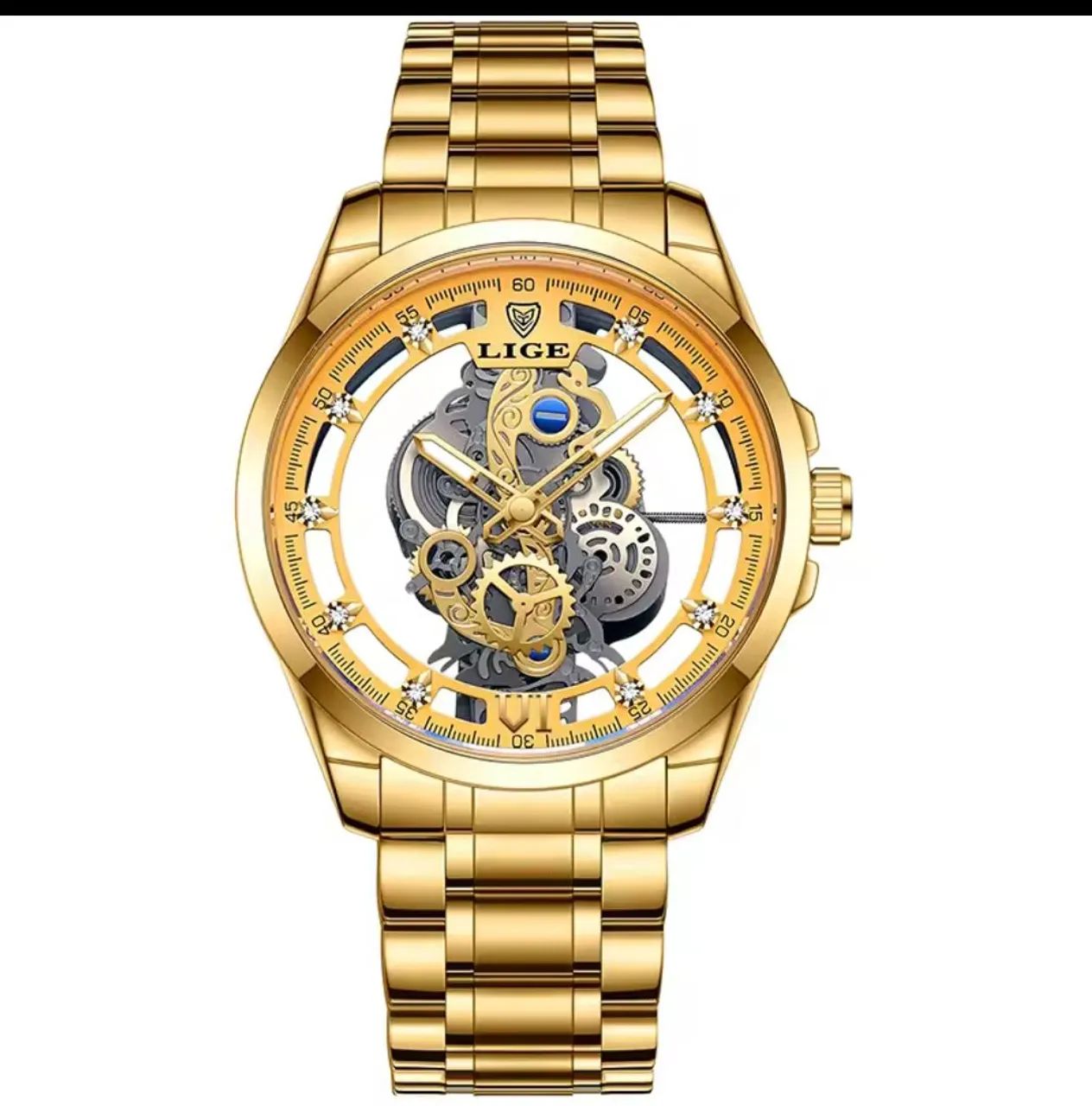 Relógio Importado LIGE Esqueleto Gold Novo Entrega Grátis  - Foto 4