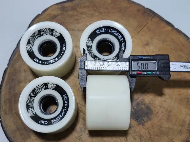 RODAS MENTEX - Jogo (quatro) Rodas Longboards 70mm 85A  - Mentex - White Nature - Foto 3