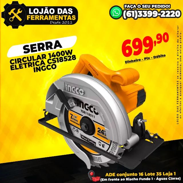 Serra circular 1400W Elétrica CS18528 Ingco