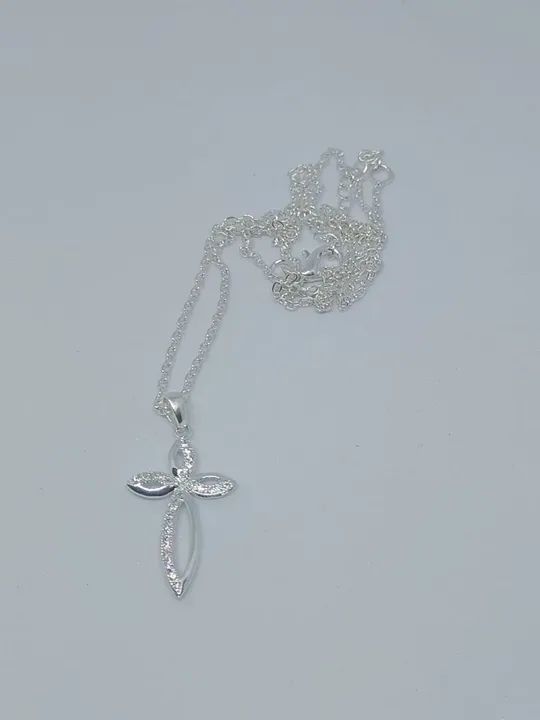 Colar banhado a prata com Pingente de Prata Flor com Zircônias - Foto 4