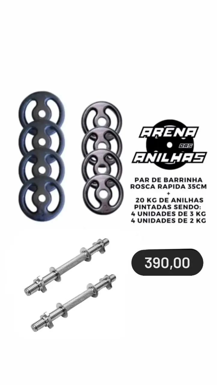 Kit Halteres + Anilhas 20kg Academia
