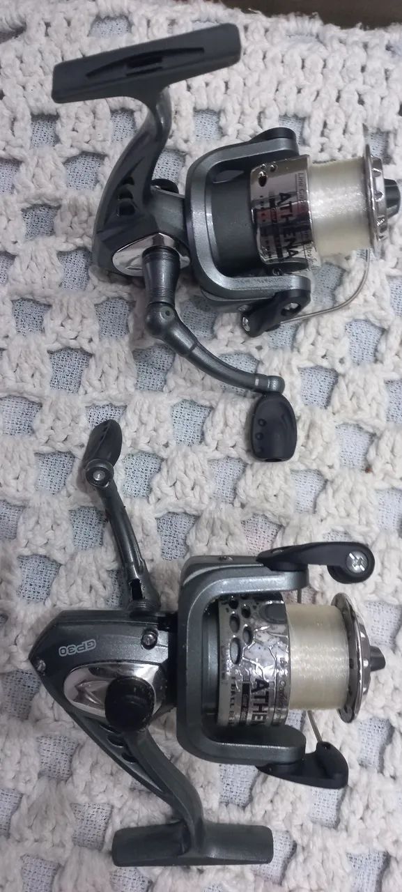 Kit de pesca com 3 molinetes e vara - Foto 4