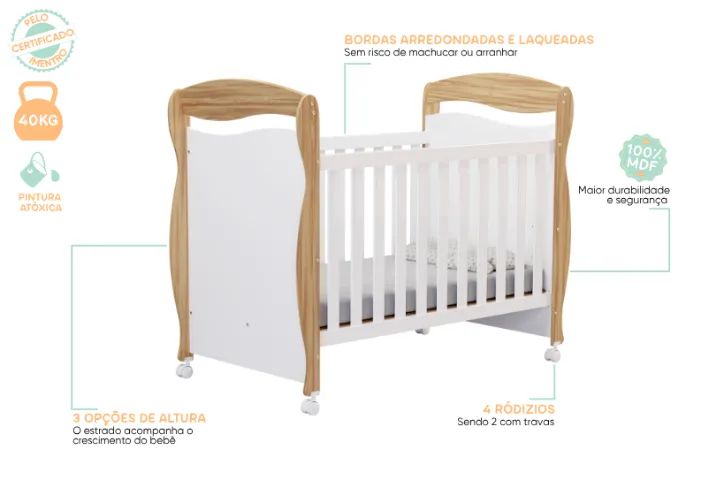 Berço Cama Americano Junior Peroba, 100% MDF - Foto 4