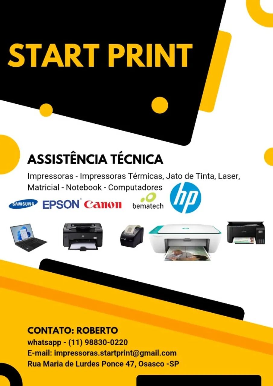Assistência Técnica para Impressoras, Notebook e Computadores