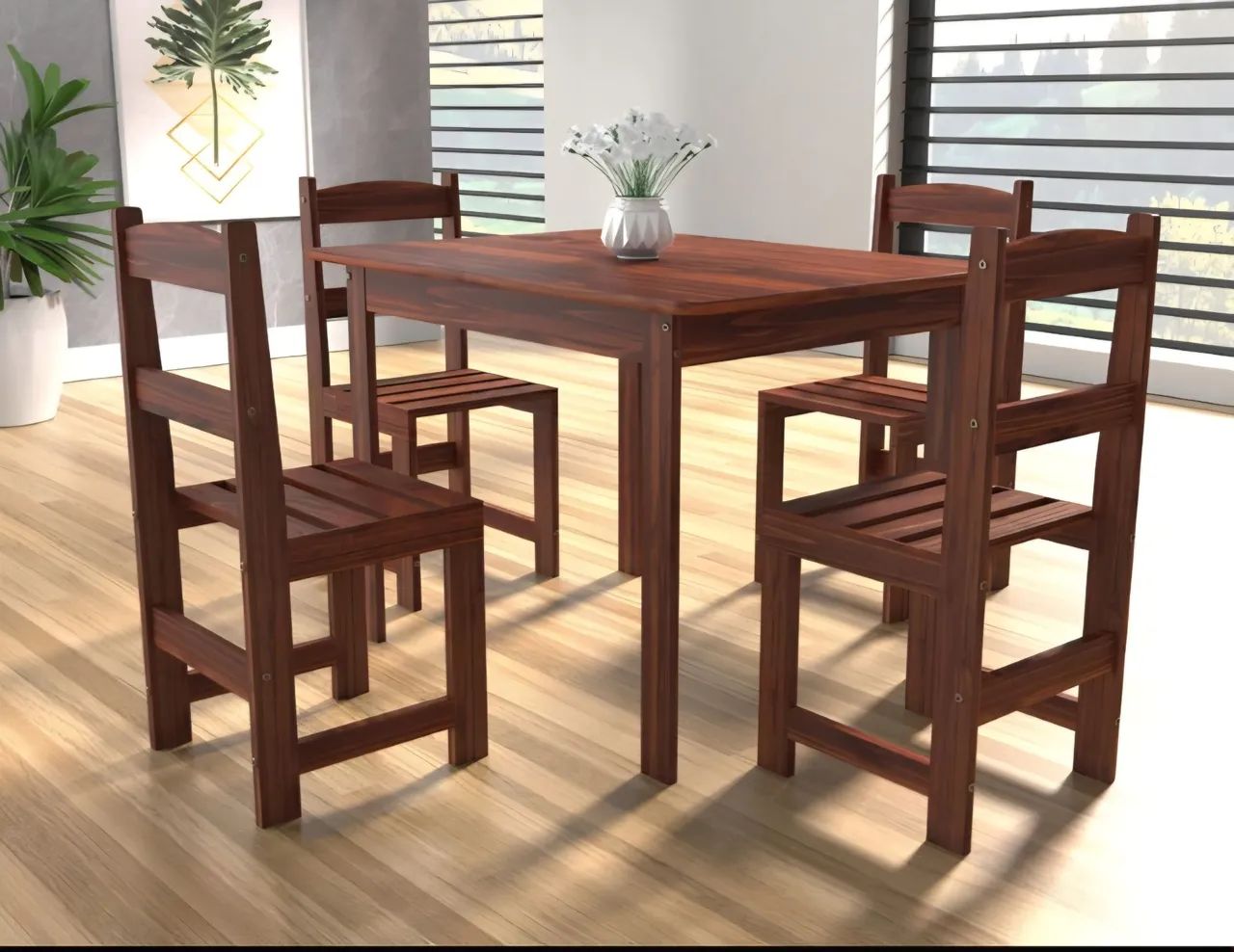 Solid Wood Dining Table with 4 Chairs64962185893890120