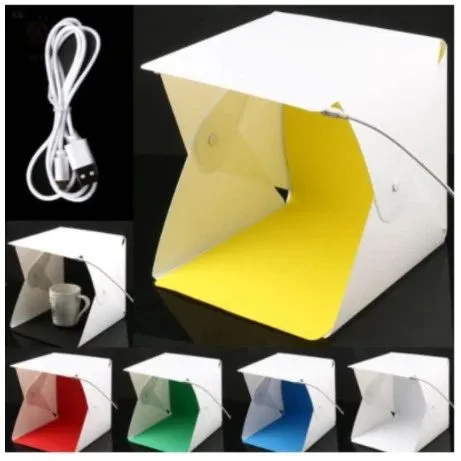 Mini Estúdio fotográfico Com LED USB portátil , 6 senário 24cm