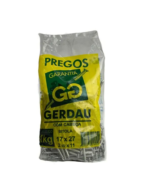 Prego Com Cabeça Bitola 17x27 - Gerdau  1Kg