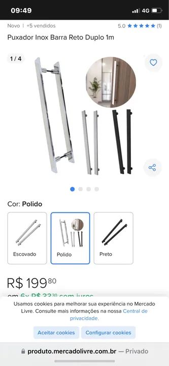 Puxador de portas alumínio ou madeira em alumínio novo veja fotos