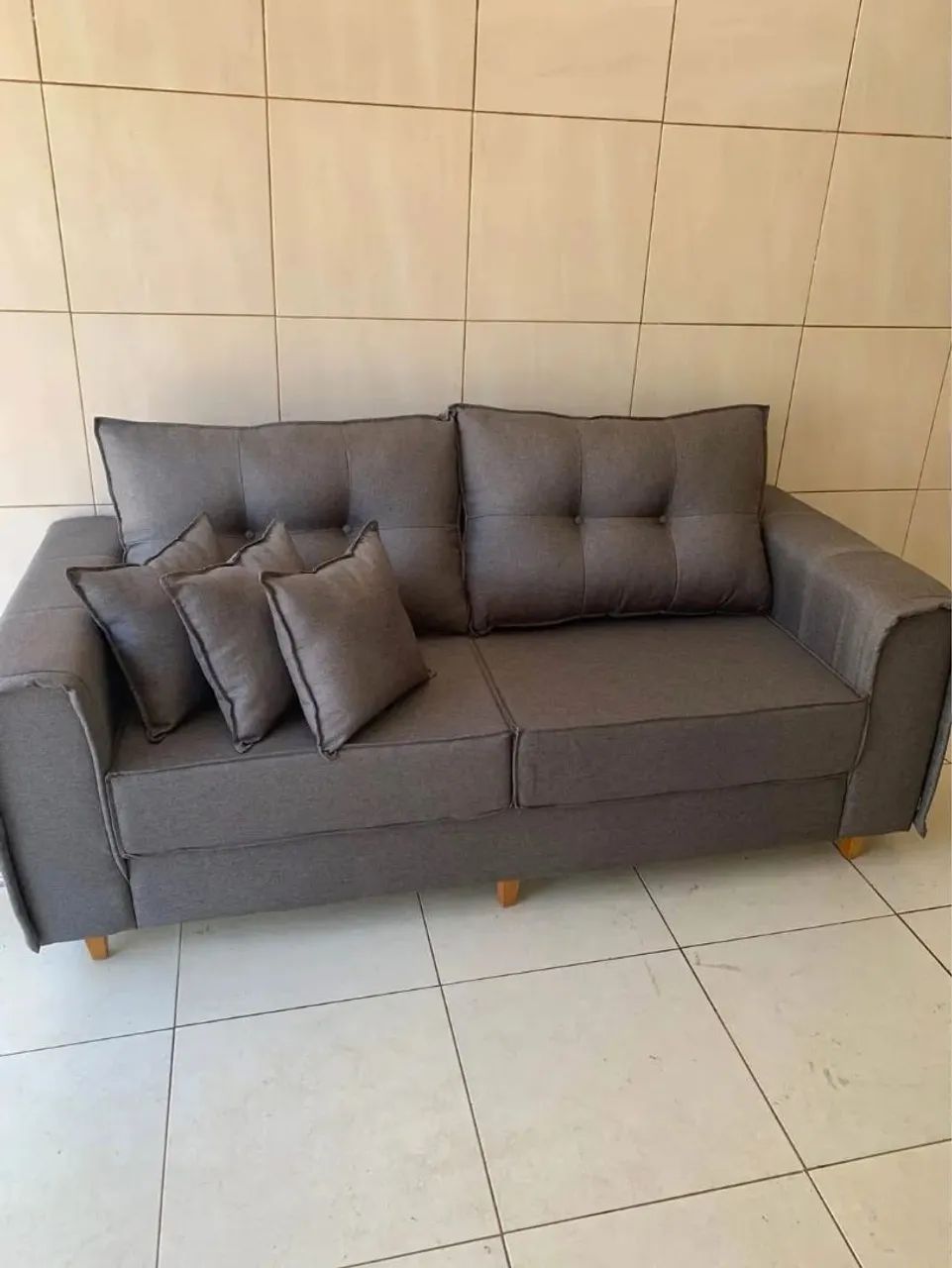 Sofa 2 metros tecido linho pronta entrega 