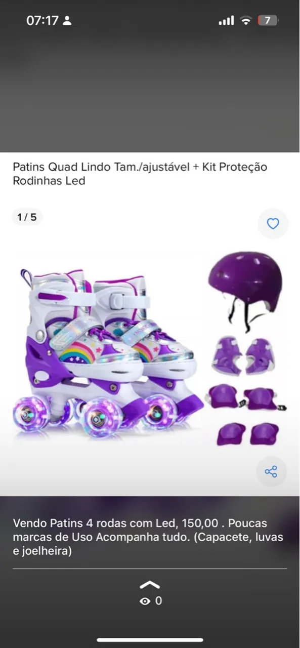 Patins Quad Lindo Tam./ajustável + Kit Proteção