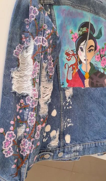 Jaqueta zara pintada a mão princesa Mulan - Foto 3