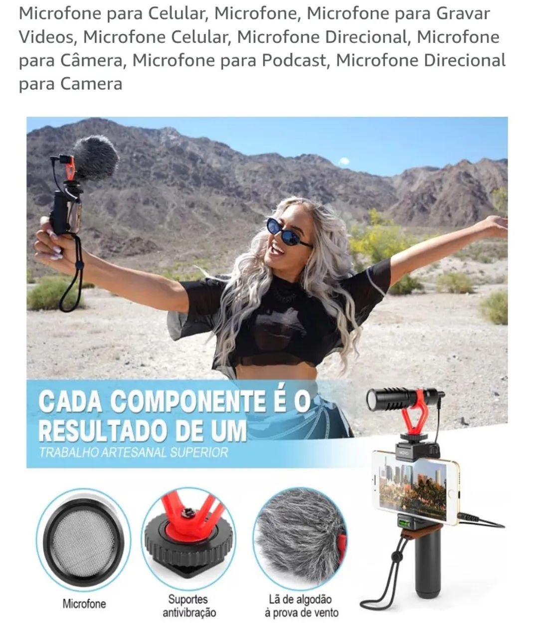 Microfone para câmera e celular. - Foto 2