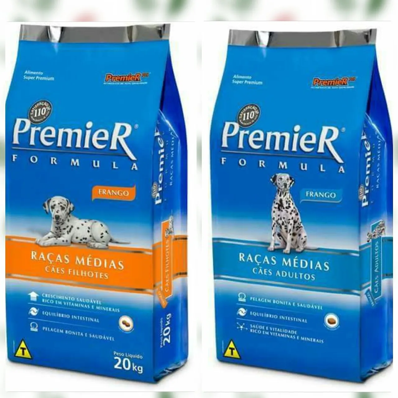 Ração Premier adultos ou filhotes, raças pequenas, médias e grandes