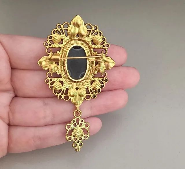 Broche de Camafeu Azul Pingente (novo) - Foto 4