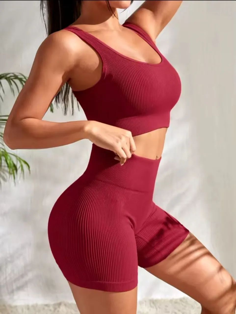 Conjunto Fitness Ribbed: Top e Shorts - Foto 3