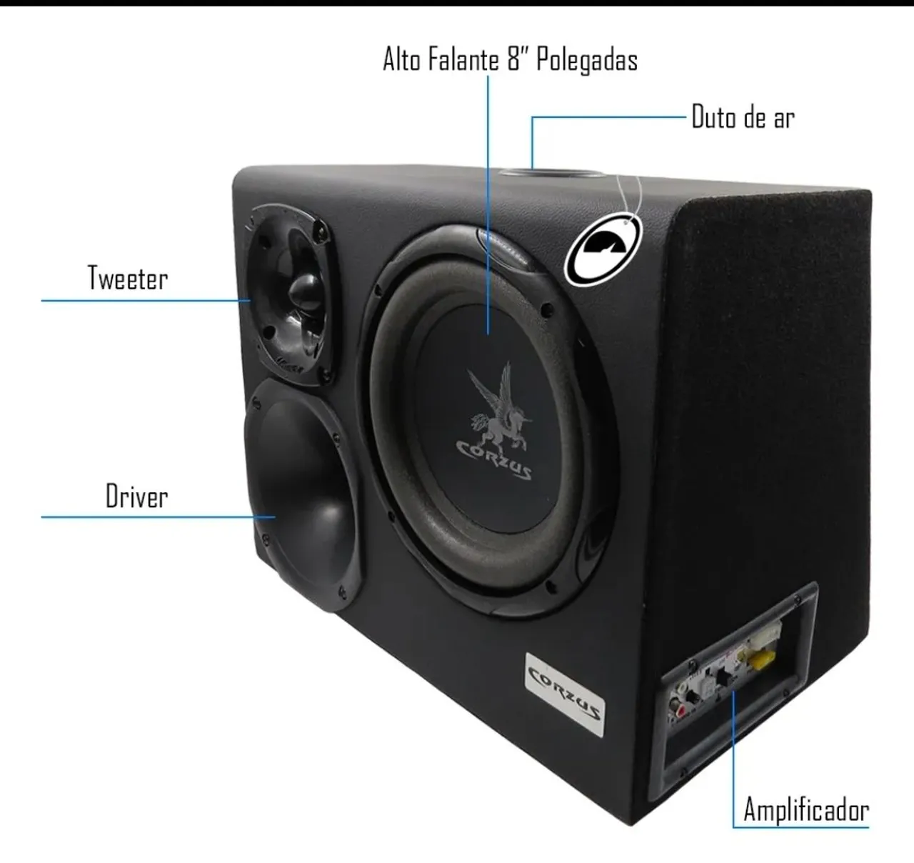 Caixa de Som Subwoofer Corzus 8 Polegadas