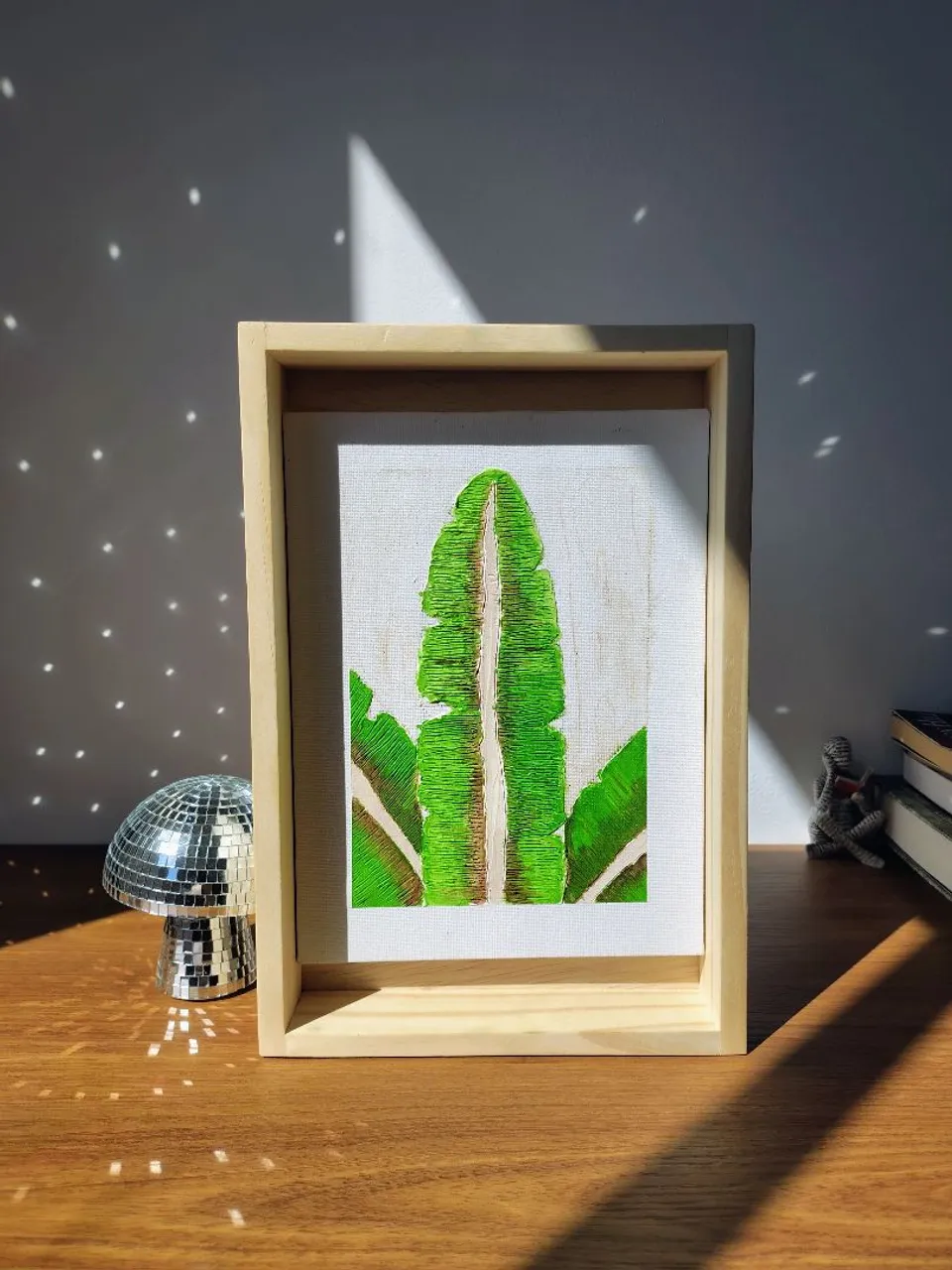 Quadro Decorativo Folha de Bananeira feito à Mão