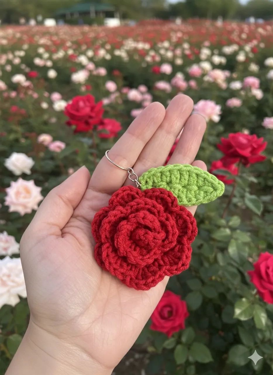Chaveirinho flor de crochê 