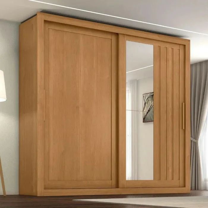 Guarda-Roupa de Casal Moderno Amadeirado com Espelho