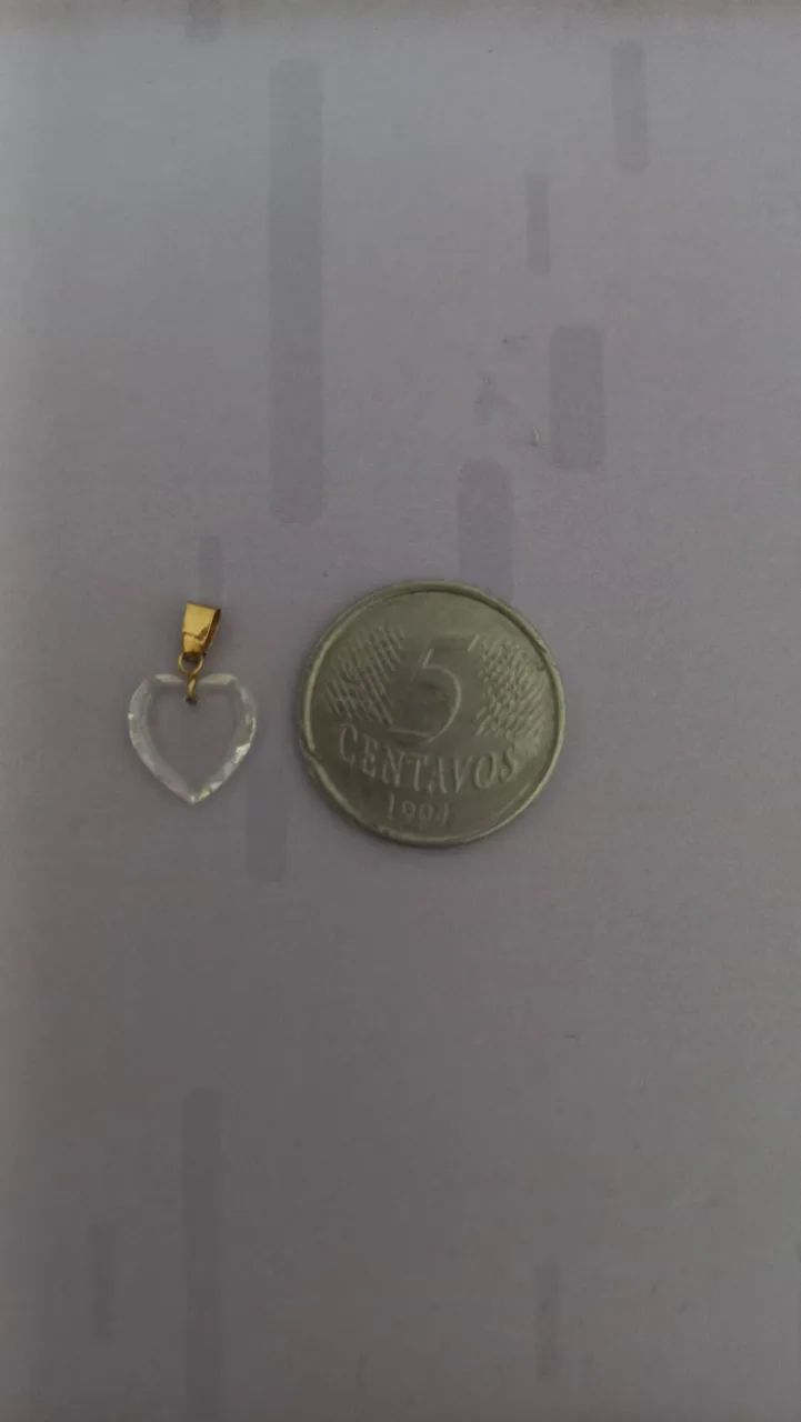 Pingente em ouro e coração cristal - Foto 2