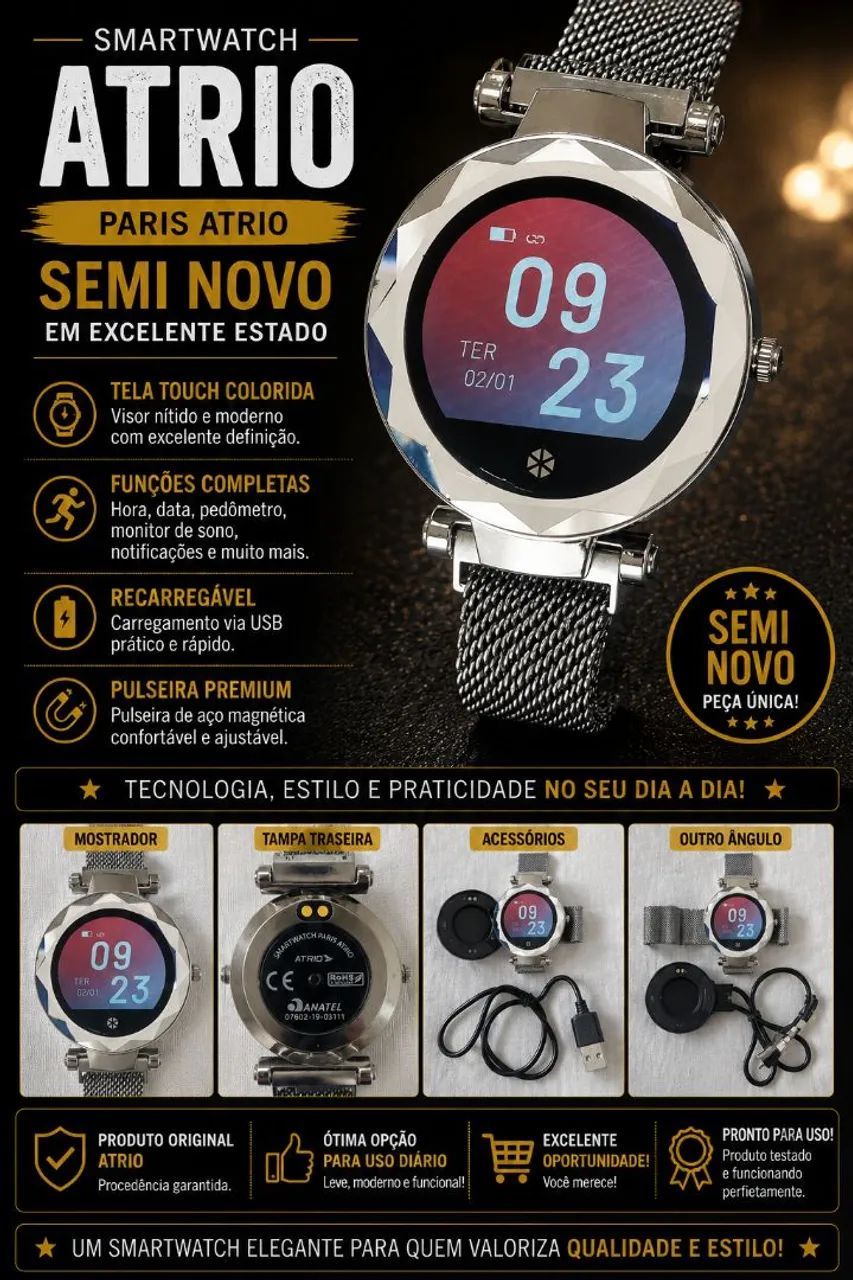 Relógio Smart Watch Paris Atrio "prateado"