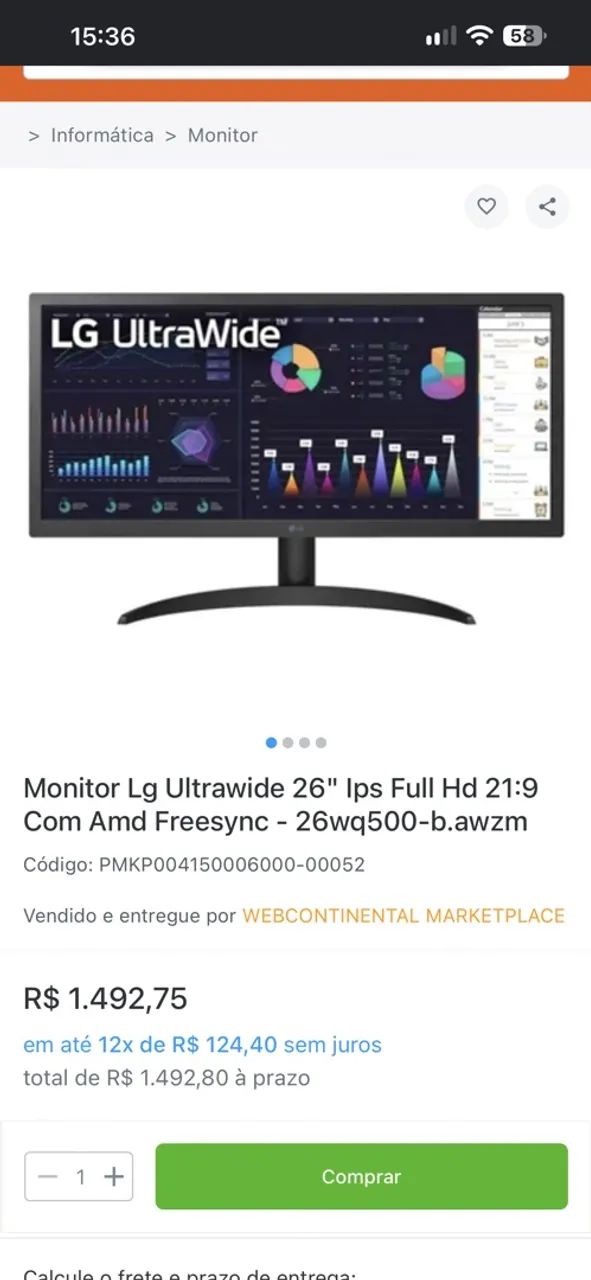 MONITOR LG 26 POLEGADAS ULTRAWIDE - Foto 4