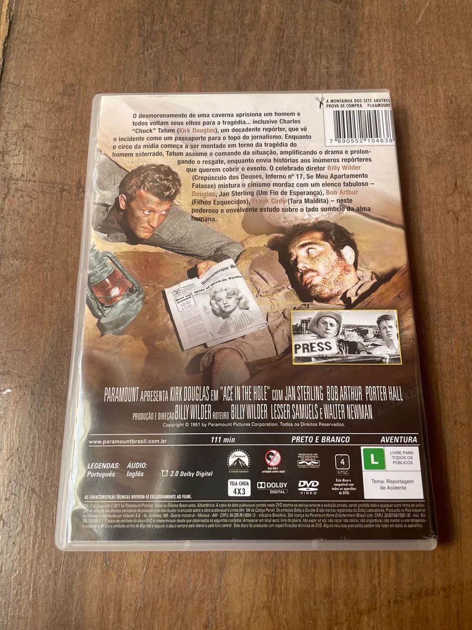 DVD filme A Montanha dos Sete Abutres, Billy Wilder, Kirk Douglas - Foto 2
