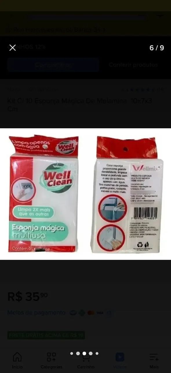 KIT C/10 ESPONJA MÁGICA DE MELAMINA <br>10x7x3 Cm - Foto 3