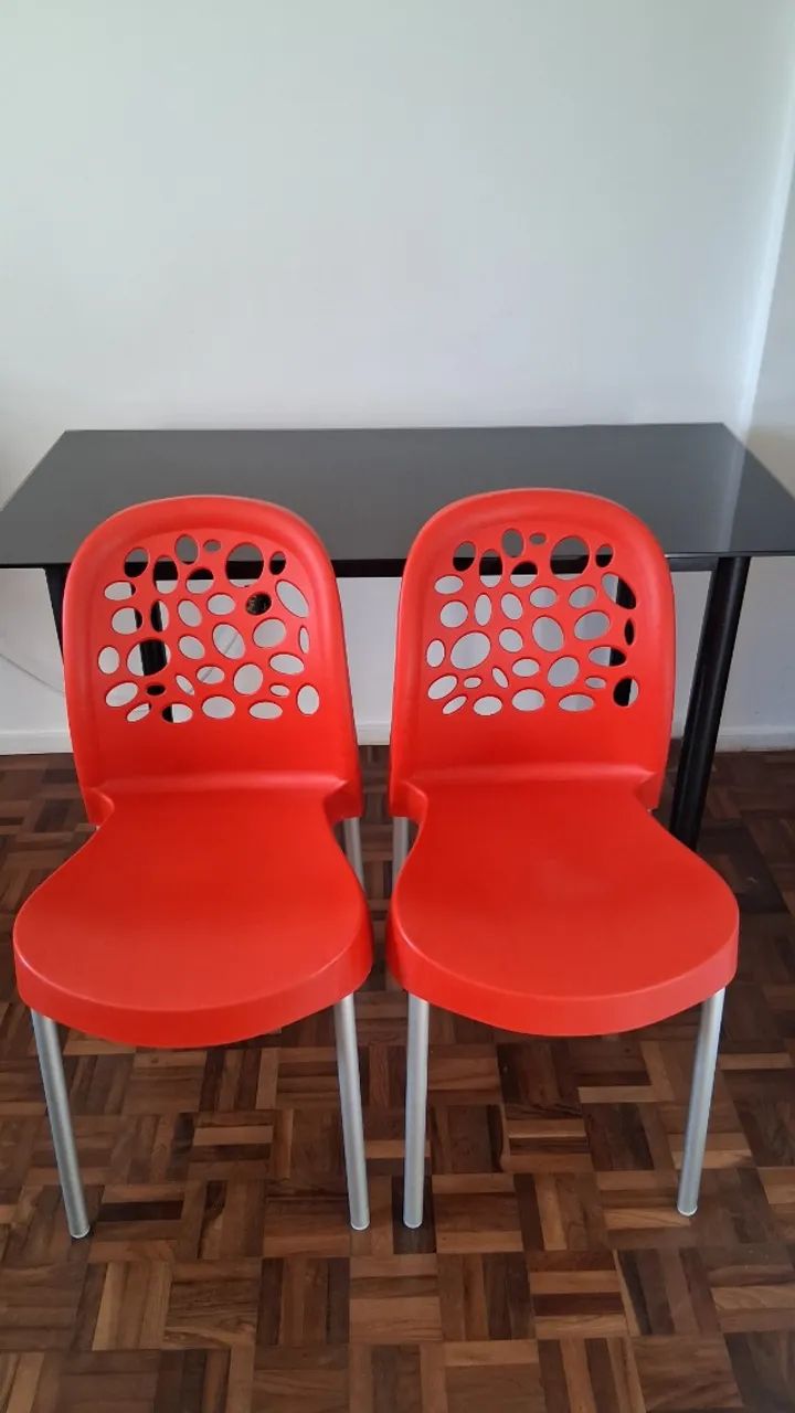 Mesa retangular de vidro temperado com 2 cadeiras - Foto 2
