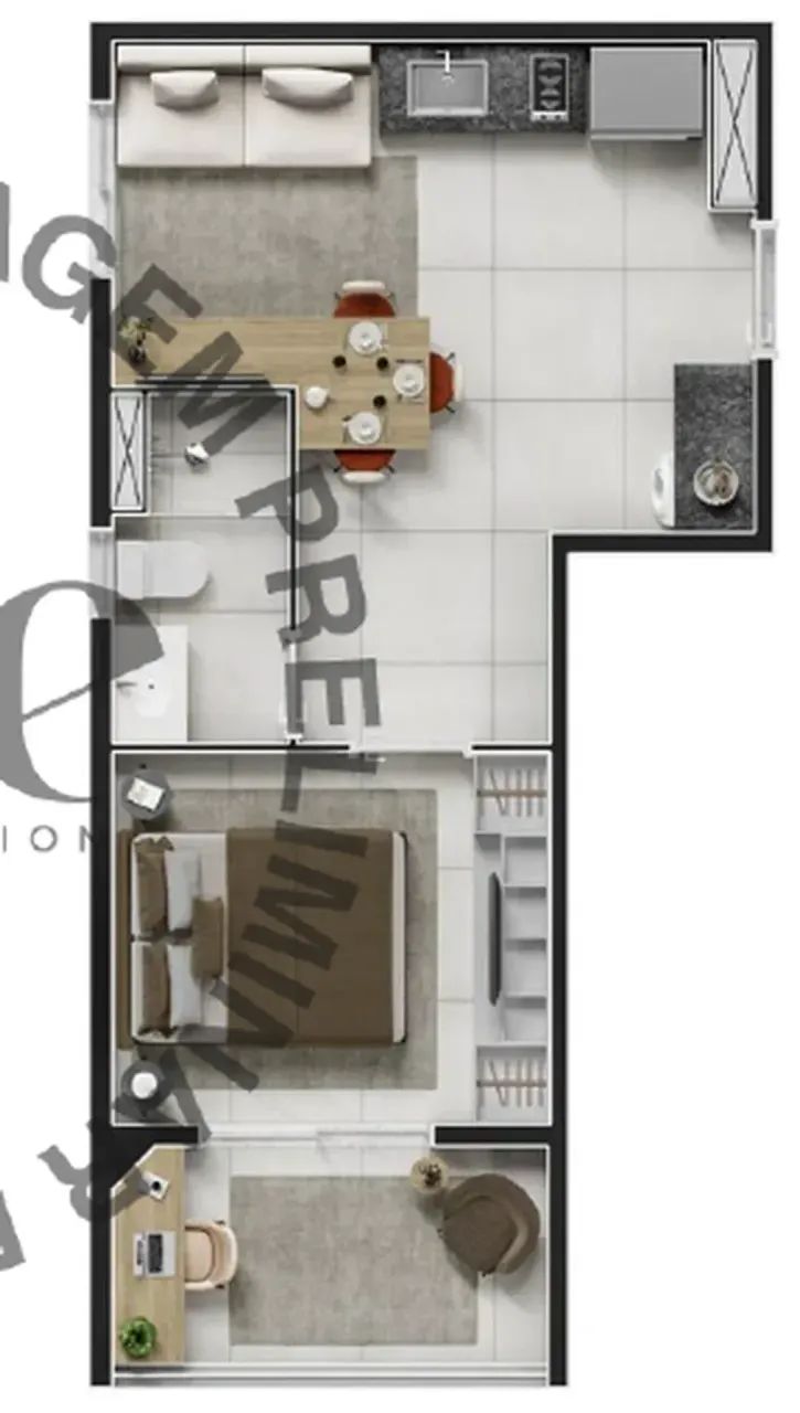 APARTAMENTO STUDIO 24M² 1 DORMITÓRIO E VARANDA - PRÓXIMO AO METRÔ EUCALIPTOS LINHA LILAS - - Foto 3